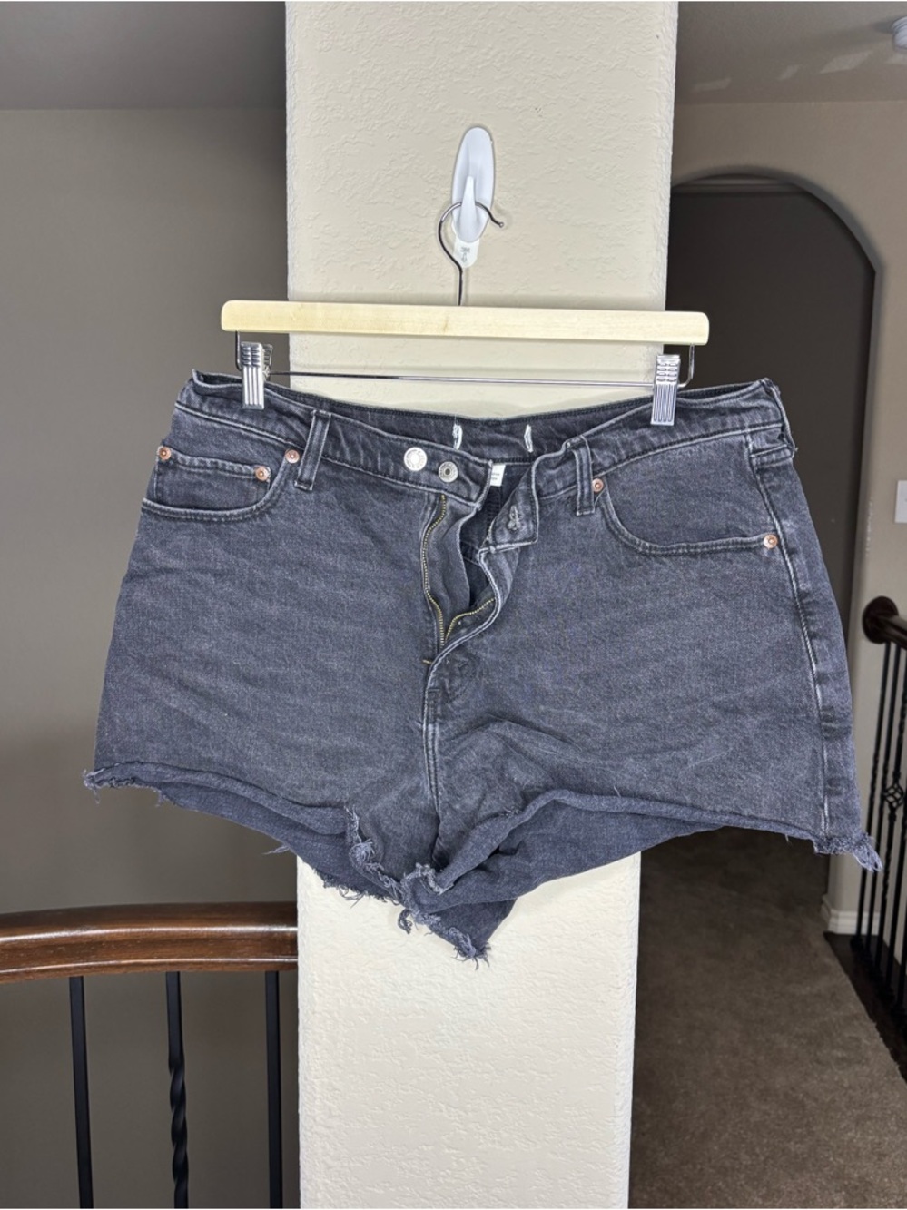 Abercrombie & Fitch Black Denim Raw-Hem Cutoff Shorts *measurements in listing*